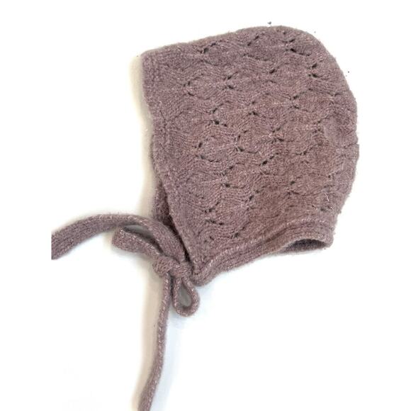 Zara Open Knit Bonnet In Mauve Size 1-6 Months - Picture 1 of 4